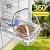 Bird Cage Accessory Feeder with Bowl, Transparent Parrot Bathtub Food Container, Indoor No Mess Shower Box for Parakeet Cockatiels