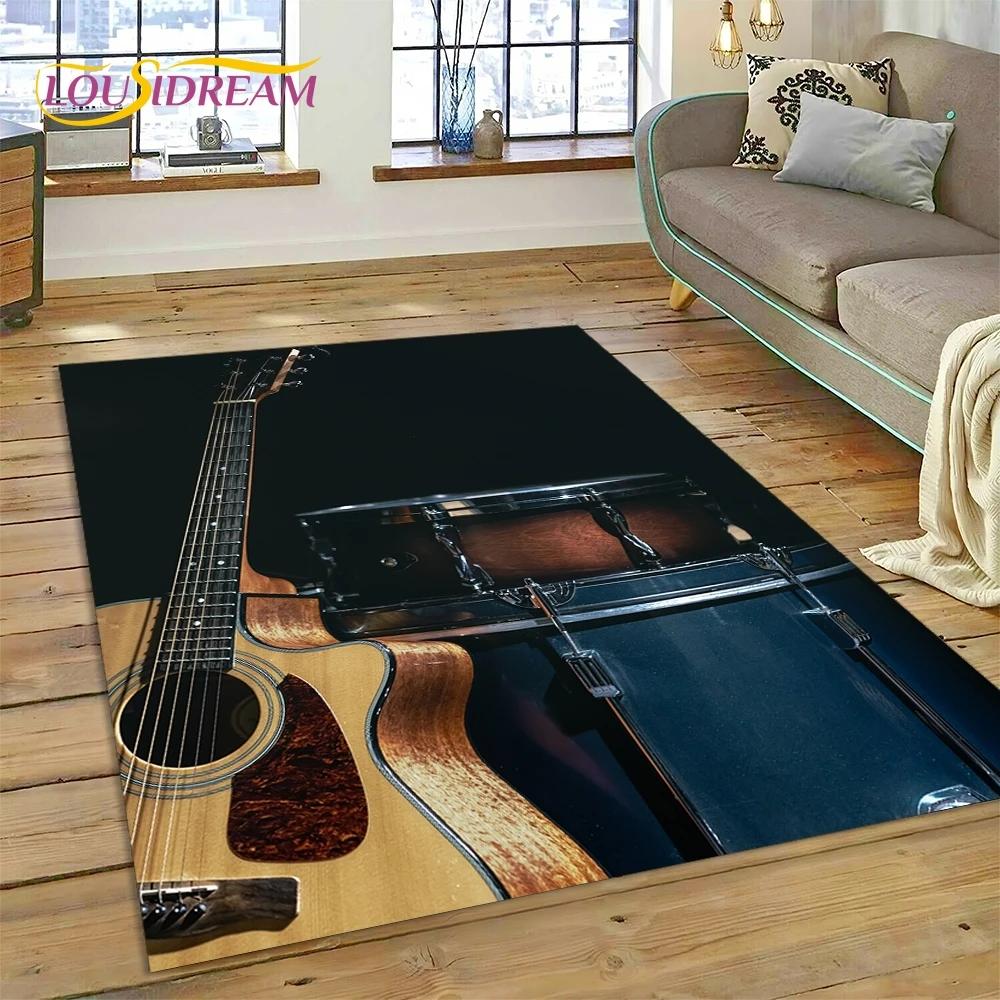 3D bicí sada Stojan na bicí Sada hudebních nástrojů Koberec do ložnice Obývací pokoj Domácí dekorace na pohovku, dětská velká dekorační podložka na podlahu
