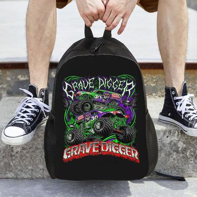 Monster Jam Grave Digger Monster Truck Backpack Daypack Large Capacity Children BookBag School Bag Shoulder Bags for Men Women