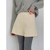 Solid Color High Waist Thickened A-line Wide Leg Winter Shorts - Korean Style Casual Pants for Women
