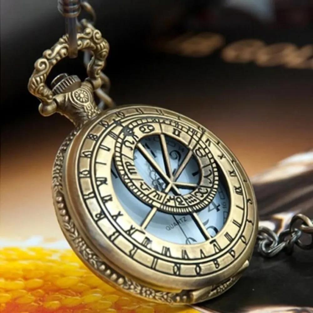 Men s Chain Fashion Alloy Antique Round Style Watch A20370_Copper