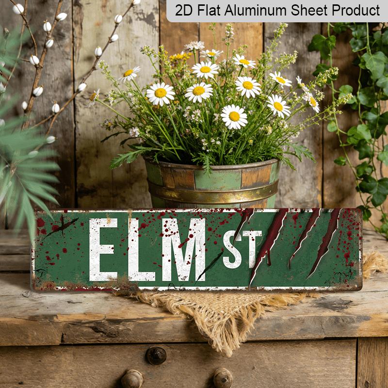 

15.7×3.94inch Elm Street Metal Sign - Vintage Retro Wall-Mounted Plaque with Elm Street, Aluminum decorative sign, for Home, Bar, Cafe, Garage Decor 40cm x 10cm
