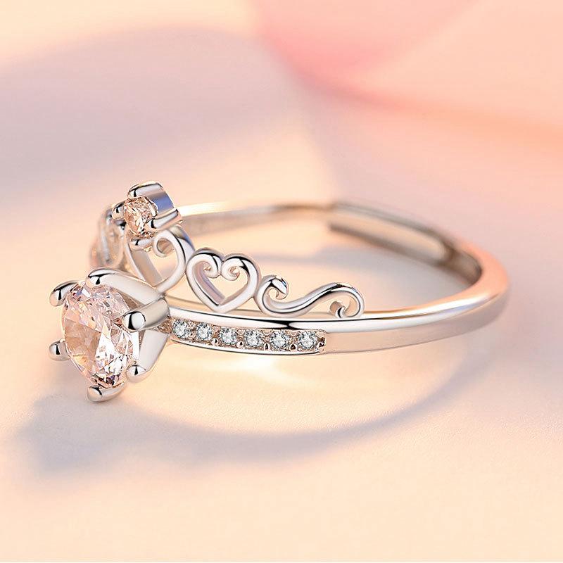 New 925 Sterling Silver Crown Ring For Women Lover Fashion Adjustable Zirconia Moissanite Ring Women Anniversary Jewelry Gift