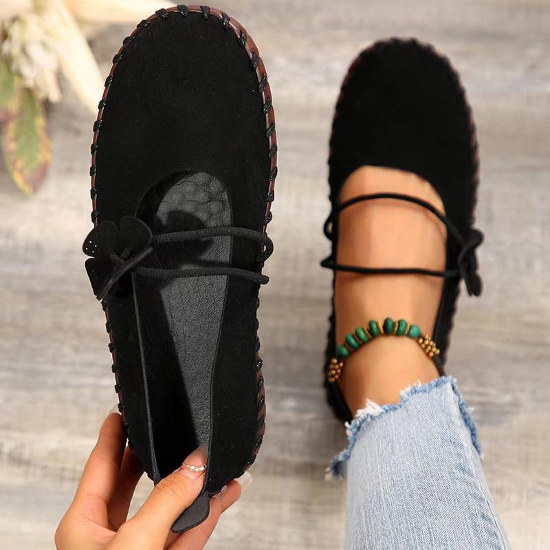 

New Spring and Autumn British Retro Mom Shoes Round Head Lightweight Soft Sole Casual Single Shoes Women 35 чёрный