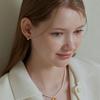 Lewe Tie Ribbon Pearl Necklace (Silver/Gold)