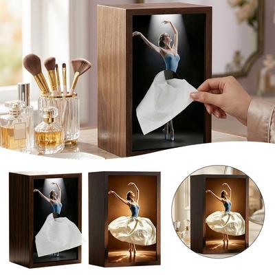 Holz Ballettänzerin Rock Eleganter Taschentuchspender Fließender Rock Taschentuchbox Schlafzimmer Taschentuchspender Für Zuhause Tisch Nachttisch