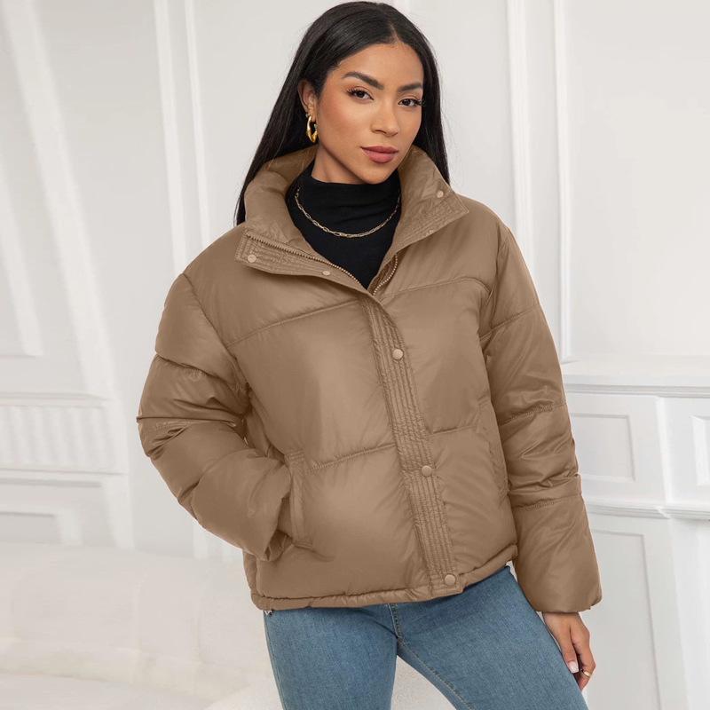 Ladies Lambskin Warm and Light Winter New Small Stand-up Collar Short Down Cotton-padded Jacket Coat