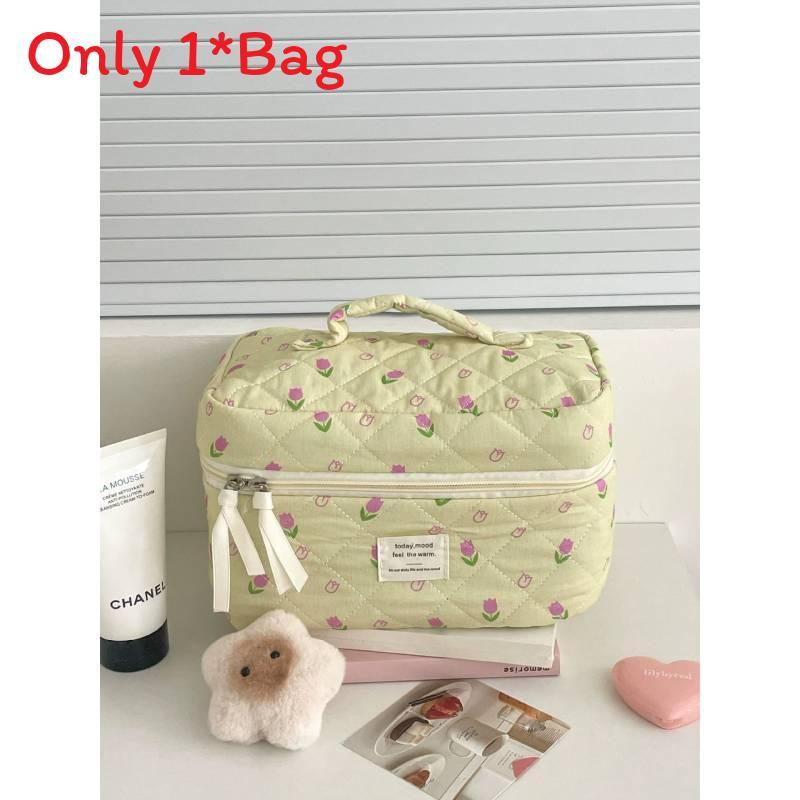 Floral Cotton Makeup Bag With Large Capacity For Everyday Use