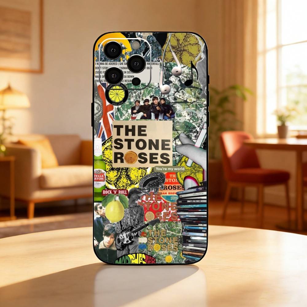 Band The S-Stone Roses Phone Case For iPhone17,16,15,14,13,12 Plus,Max Soft Silicone Black Cover iPhone17