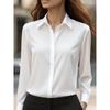 Damen-Hemd mit Umlegekragen, langen Ärmeln, aus Satin, Regular Fit, für den Weg zur Arbeit
