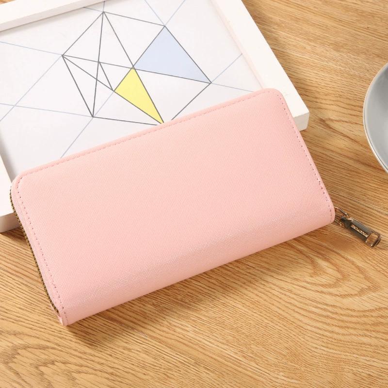 

Simple Leather Women Wallet Men s Long Zipper Money Clip Purse Unisex Large Capacity Card Holder Clutch розовый