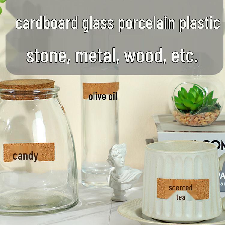 Vintage Cork Label Stickers: Waterproof Sticky Notes for Wire Network Cable and Journal Classification.