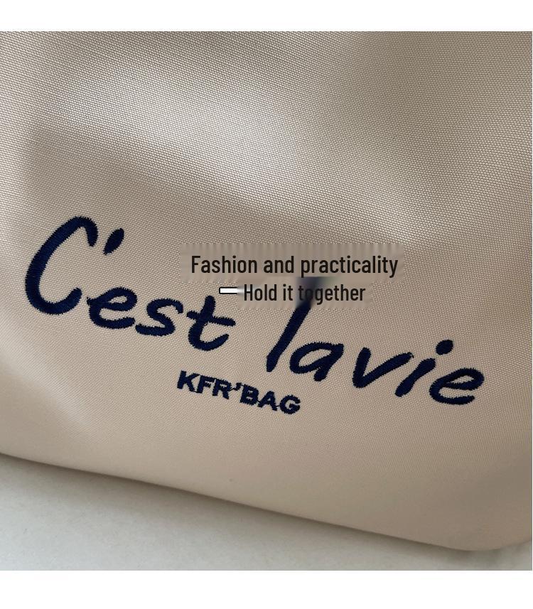 Korean Style Large Embroidered Canvas Shoulder Bag for Women - 2025