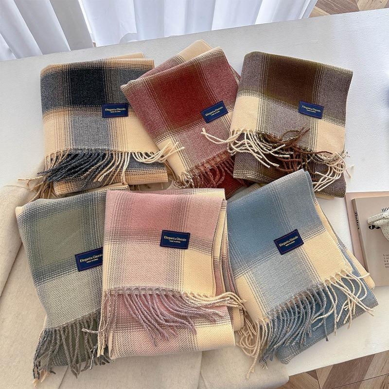 Autumn and winter new versatile scarf women's thickened woven thick beard fringed warm scarf imitation cashmere shawl