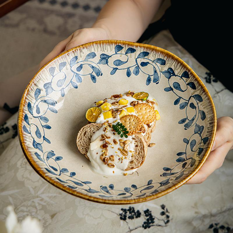 Zhifengcao Series Of Medieval Ceramic Tableware, Eating Dishes And Plates Combination, Restaurant Noodles, Dishes And Plates Export