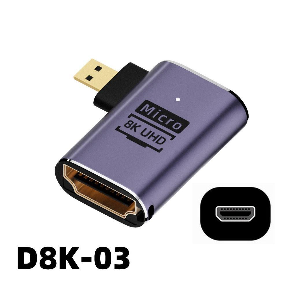 90 Degree Male to Female HD 2.1 Mini /Micro HD to HDMI-compatible 8K 60HZ Converter HDTV Adapter
