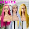 Hot Pink Wig Long Silky Straight Synthetic Lace Front Wig for Women 13x4 Frontal Lace Natural Hairline Daily Use Cosplay Party