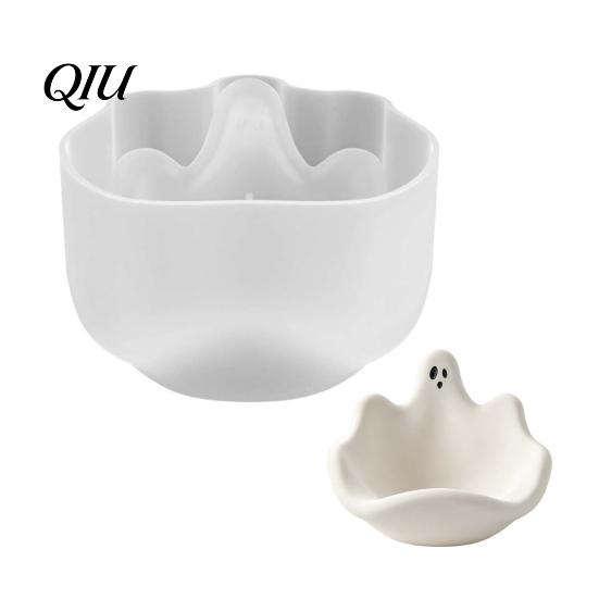Small Resin Casting Mold Halloween Ghost Storage Bowl Silicone Mold, DIY Jewelry Dish Candy Snack Plate Desktop Organizer for Plaster Cement