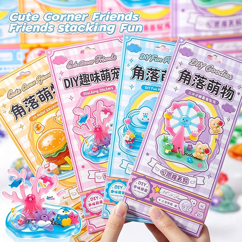 3D Cabin Scene Stickers Stacking Sticker Diy Stress Relief Stickers Game Sticker Visual Stacking Decal Gift for Student