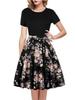Round Neck Short-Sleeve Printed Dress