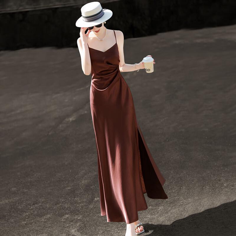 Elegant Hepburn Style Pleated Slit A-Line Dress M