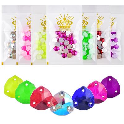 Glass Fat Triangular Flat Bottom Hand Sewn Drill, Neon Fluorescent Flat Buckle Rhinestone Jewelry Accessories Diy Clothing Accessories Sticker Drill