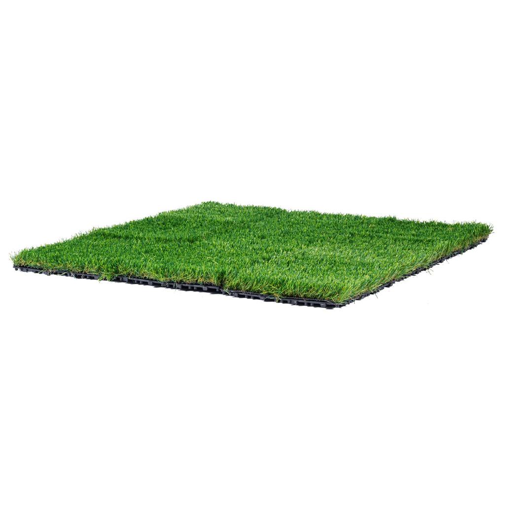 VEVOR Artifical Grass Tiles Interlocking Turf Deck Set, 18 Pack 305x305mm, Synthetic Fake Grass Self-draining Mat Flooring Decor Pad