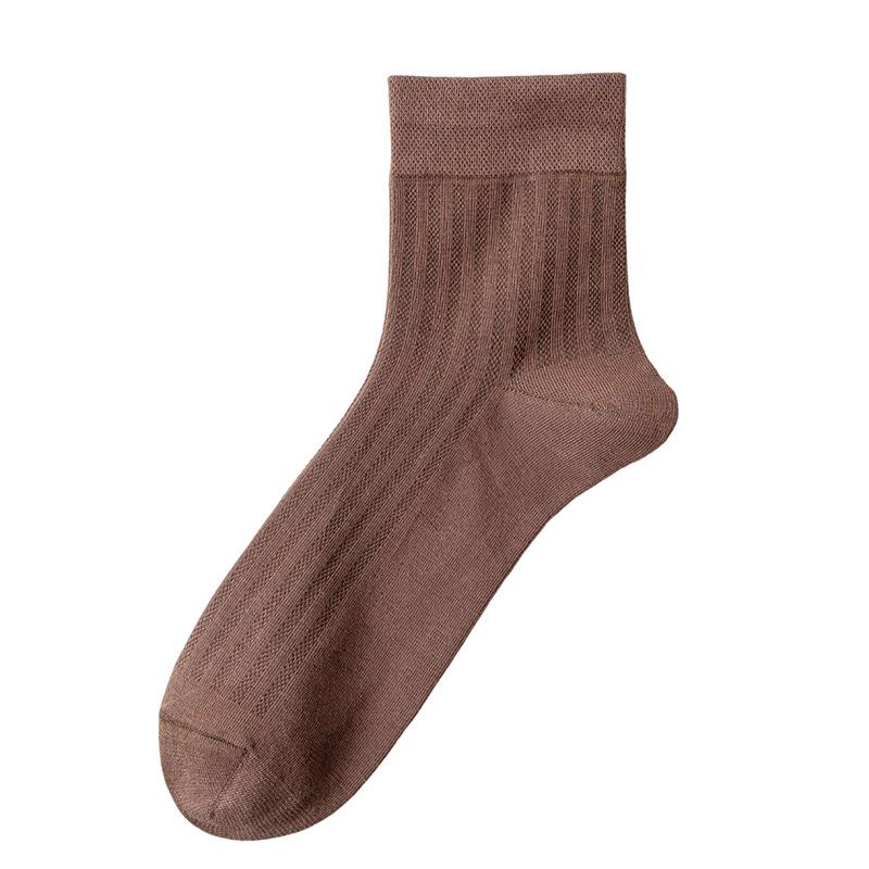 5 Pairs of Men's Spring and Summer Pure Cotton Deodorizing Sweat Absorbing Boneless Antibacterial Breathable Cotton Socks