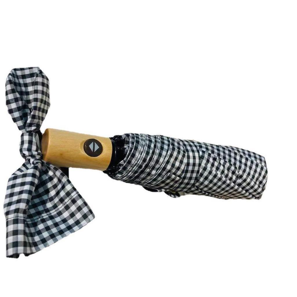 New plaid three-fold vinyl umbrella sunscreen UV protection sun umbrella personalized sunshade umbrella