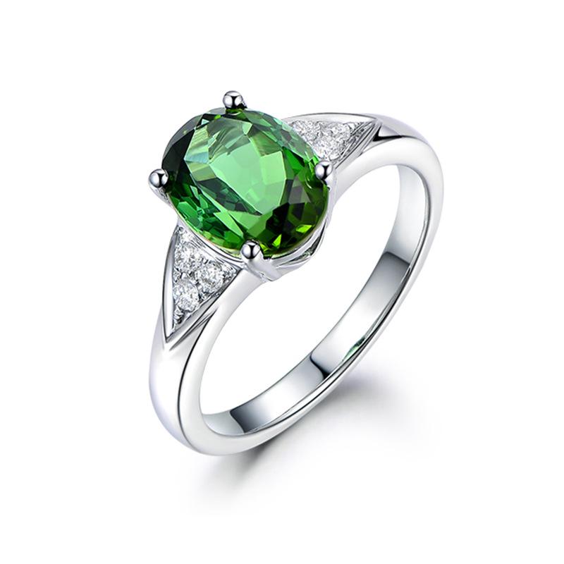 

Retro Green Tourmaline & Emerald Ring - Four-Claw, Simulated Diamonds, Korean Style Fashion for Women Aquamarine Crystal [Gold Color]