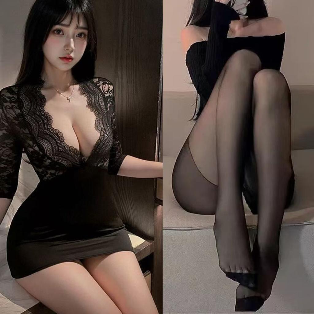 Sexy Lace Purple Hip Skirt Gathering Erotic Underwear Secretary OL Playing Suit No Temptation Robe
