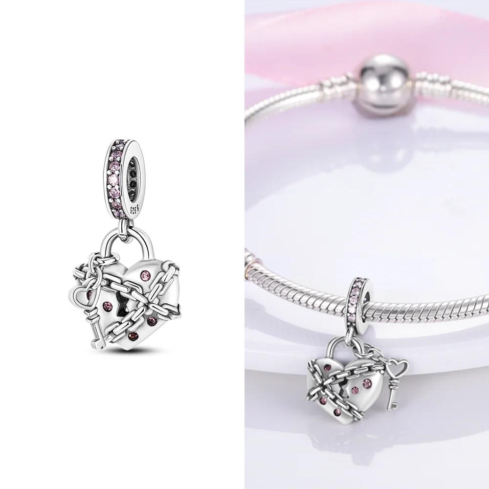 Dangle Charms Original White Heart Beads Copper Fit Bracelet Jewelry Diy For Woman Pendants Charms Fine Gift