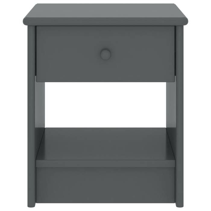Table de chevet - Maison Exclusive - Bois de pin massif - Gris foncé - 1 tiroir et 1 étagère