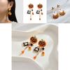 Unique Trendy Halloween Ghost Pumpkin Dangle Earrings With Dazzling Zircon For Women