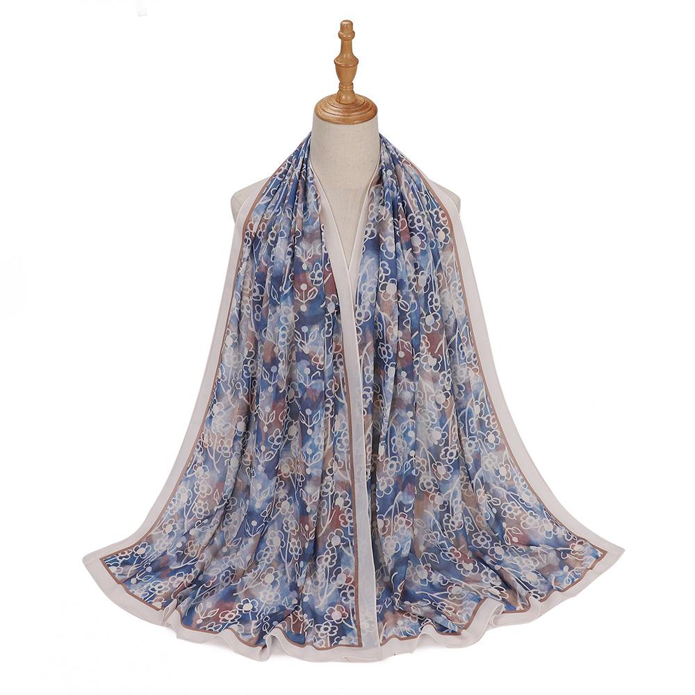 New Designs Printed Hijab Chiffon Scarfs For Women Scarves Muslim Fashion Turbans Malaysian Muslim Hijabs Wraps Ramadan Turban