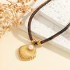 Atoztide Exaggerated Shell Conch Flower Pendant Necklace for Women Trendy Leopard-Print Necklace Stainless Steel Jewelry Gift