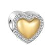 Copper Metal Full Diamond Charm Bead Components Colorful Heart Blooming Rose Round Bead Components Pendant Bead Component Compatible With Authentic