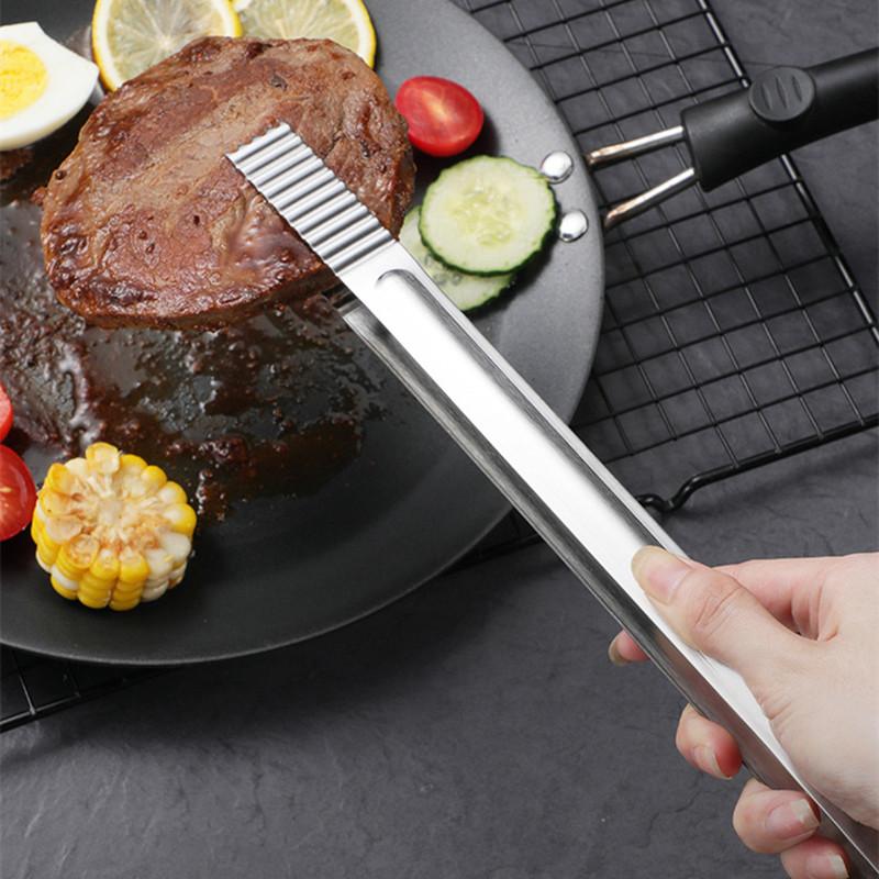 Korean Stainless Steel Barbecue Tongs Thicken Food Serving Clip Ice-Cube Clamp Restaurant Buffet Bar Tools