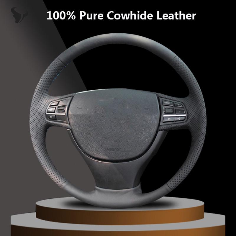 

Hand-stitched Black Genuine Leather Steering Wheel Cover for BMW F10 F07 (GT) 2009 2010 2012 2013 2014 2015 2016 2017