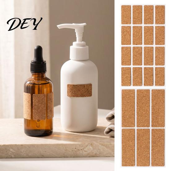 DIY Craft Labels for Storage Self-Adhesive Cork Labels, Waterproof Stickers with Retro Wood Texture, Small Crafts Removable Writable Tags Jars