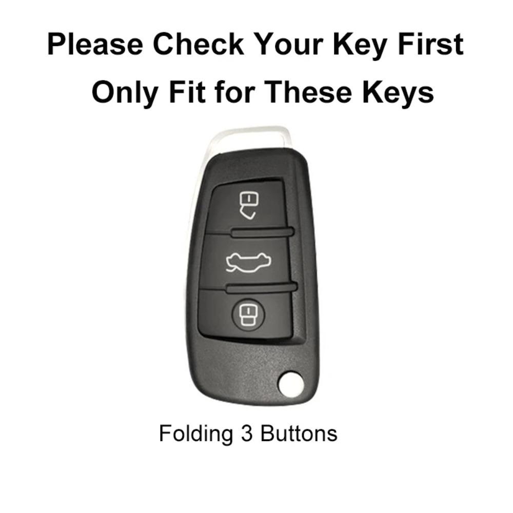 Carbon Fiber ABS Silicone Car Key Cover Protector Case for A3 A4 A5 C5 C6 8L 8P B6 B7 B8 C6 RS3 Q3 Q7 TT 8L 8V S3 Keychain