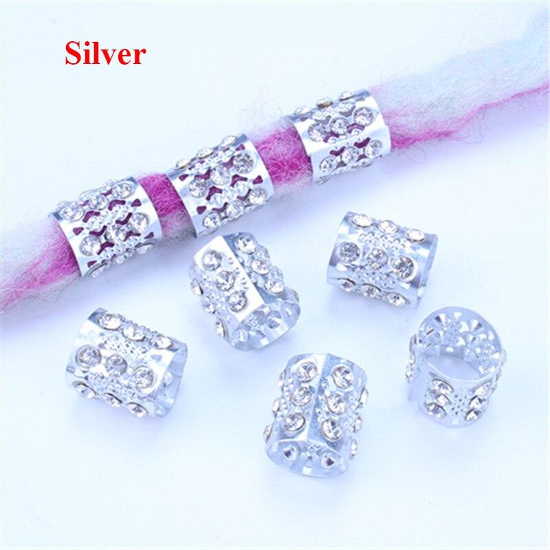 5Pcs/Lot Golden Silver Hair Braids Beard Beads Hair Styling Tools Dreadlock Dread Hair Clips Rings Hair Accessories for Women