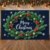 Xmas Banner Green Pine Christmas Party Banner Winter Banner White Flowers For Holiday Celebration Christmas Event Office