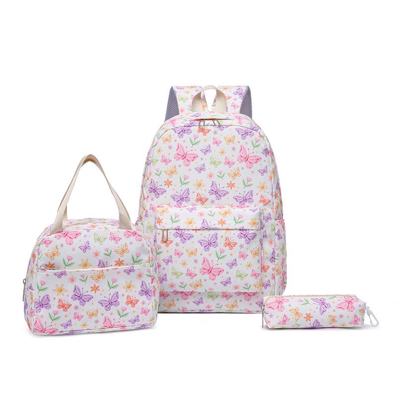 School bag new butterfly three-in-one set bag, primary and secondary school school bag, high value and large capacity thermal insulation handbag
