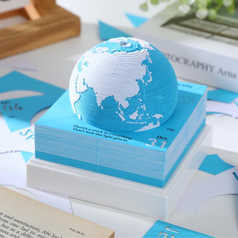 2026 3D Paper Sculpture Desk Calendar - Tear-off Gift for Birthdays Inspirational Quotes светло-синий