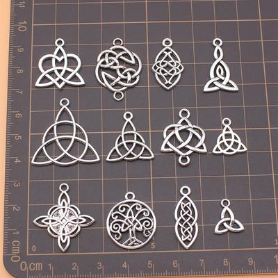 Fournitures de breloques pour bijoux, matériaux de nœud Triquetra Vintage 12 pièces/ensemble