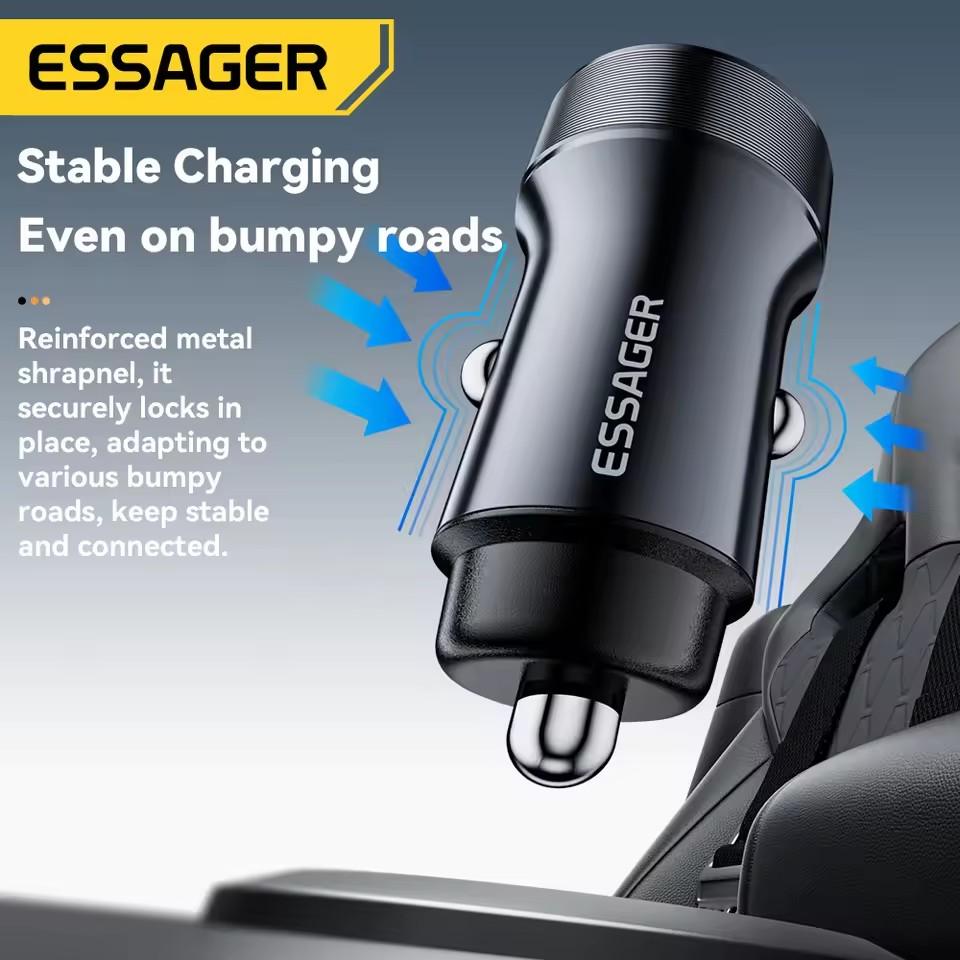 Essager 30W Mini Car Charger PD3.0 QC3.0 Quick Charge Type C Car Charger PD 22.5W Fast Charging For Huawei Xiaomi Oneplus iPhone