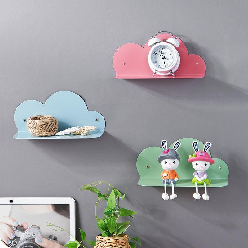 Self Adhesive Metal Floating Shelves Wall Mounted Iron Decorative Cloud Shape Shelf for Living Room Bathroom Kitchen