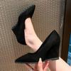 Pointed Toe Women Wedges Shoes Suede Elegant High Heels Shoes Woman Trend Designer Dress Party Fad Walking Pumps Mujer Zapatos