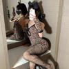 Sexy lingerie passion cute leopard print hip skirt uniform no-take clothing qqny914